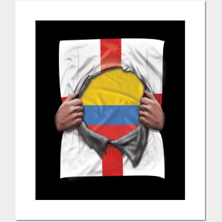 Colombia Flag English Flag Ripped - Gift for Colombian From Colombia Posters and Art